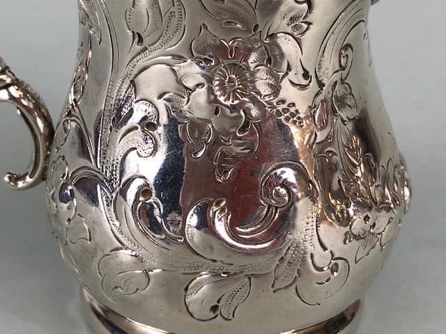 Victorian Silver Hallmarked Cream Jug Birmingham 1877, decorated with repousse flora and foliage and - Image 4 of 10