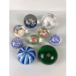 Glass Paperweights, collection of Murano hand made paperweights in various colourful designs ranging