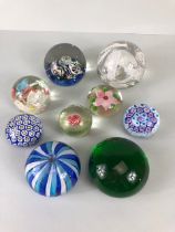 Glass Paperweights, collection of Murano hand made paperweights in various colourful designs ranging