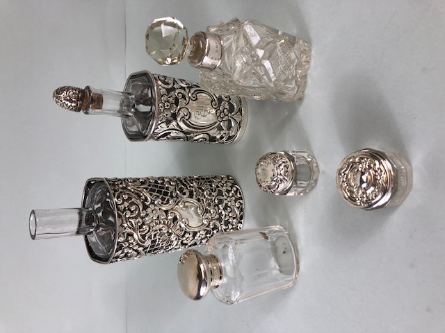 Collection of Silver topped Vanity Bottles six in total (As Found) various hallmarks and makers