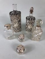 Collection of Silver topped Vanity Bottles six in total (As Found) various hallmarks and makers