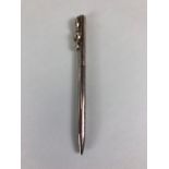 Silver Hallmarked Tiffany & Co ball point pen, the pocket clip fashioned as a treble clef, with a