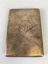 Silver hallmarked card case with monogram and good hinged lid approx 6.5 x 9.5 and 74g