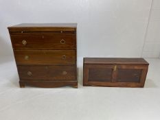 Victorian chest of three drawers with folding table and small fall front cupboard