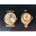 Gold cased cocktail watches, a MILEX 18k gold watch case total weight approx 7.5g & a second 9ct