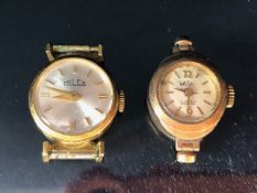 Gold cased cocktail watches, a MILEX 18k gold watch case total weight approx 7.5g & a second 9ct