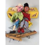 Pelham puppets, two vintage puppets Prince Charming with its box and the Dutch boy.