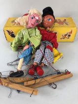 Pelham puppets, two vintage puppets Prince Charming with its box and the Dutch boy.