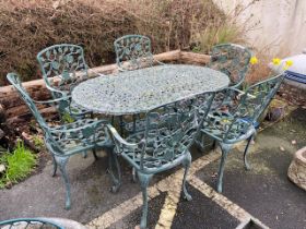 Aluminium garden table and six chairs