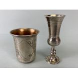 Kiddush Silver cups the tallest with silver hallmarks for maker J Zeving (or Joseph Zweig) the other