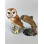 Beswick, two vintage animal figures being a Tawny Owl base stamped 1046| Beswick England, and a