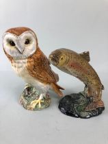 Beswick, two vintage animal figures being a Tawny Owl base stamped 1046| Beswick England, and a