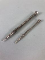 Two silver propelling pencils the largest 23cm in length
