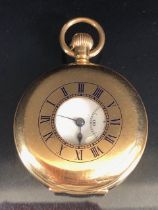 9CT GOLD J W BENSON of London HALF HUNTER POCKET WATCH, Roman Numerals, Subsidiary dial at 6 o'