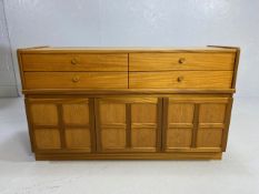 Mid Century teak sideboard comprising four drawers with cupboards under, approx 126cm x 45cm x 75cm