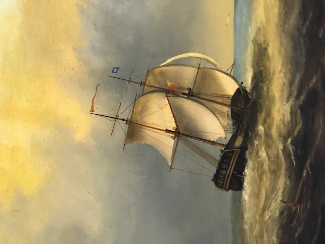 Maritime Painting, oil painting on wood of a ship off the English coast in a Maple frame - Image 3 of 6