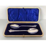 Pair of Edwardian Silver hallmarked and cased spoons, hallmarked for Sheffield 1905 by maker James