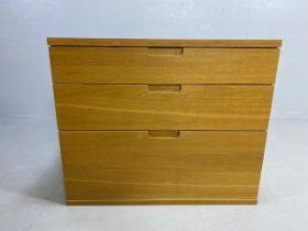 Modern Mid Century style chest of three drawers, approx 80cm x 42cm x 68cm