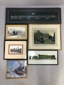 Railway interest, collection of assorted framed railway related prints Six in total to include