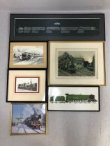 Railway interest, collection of assorted framed railway related prints Six in total to include