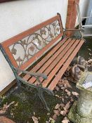 Wooden and metal framed garden bench