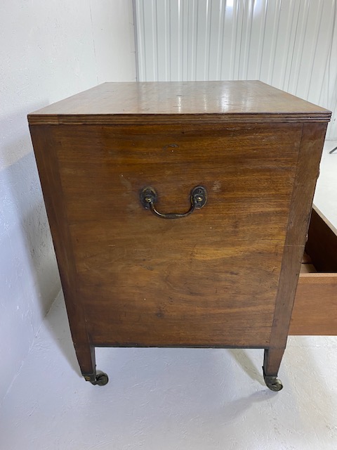 19th Century mahogany campaign style cabinet, possibly medical/apothecary use, three lockable - Image 12 of 14