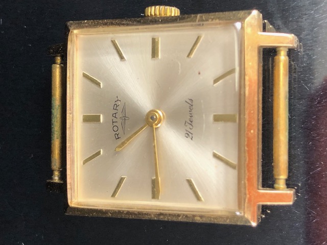 Vintage Rotary 21 Jewel wristwatch/ watch with Silver face and Gold Baton markers approx 27mm square