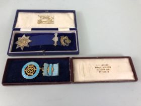 Society medals, Masonic silver hallmarked medal Parrett and Axe lodge, No 814 in its case and a