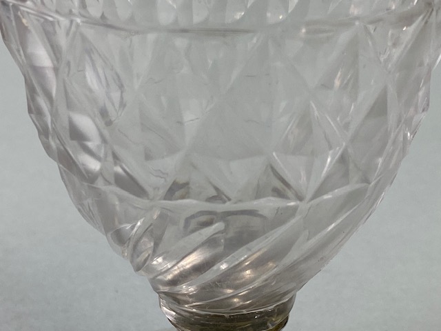 Georgian Glass and silver vase, the glass body on a silver stepped based and surmounted by a - Image 5 of 5