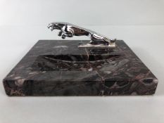 Automobilia, 1960s Jaguar dealership desk tray for paperclips etc, Italian marble base with polished