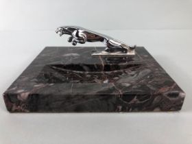 Automobilia, 1960s Jaguar dealership desk tray for paperclips etc, Italian marble base with polished