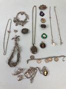 Silver jewellery, quantity of silver hallmarked jewellery and other items, to include a charm