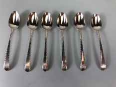 Set of six silver hallmarked spoons approx 12cm in length and total weight 74g