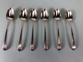 Set of six silver hallmarked spoons approx 12cm in length and total weight 74g
