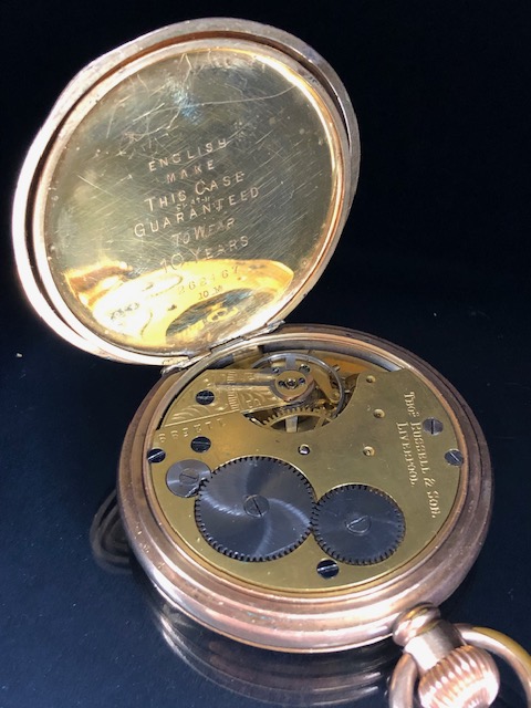 9ct rolled gold full hunter pocket watch late 19th/early 20thC. Inside case serial number 262467, - Image 9 of 12