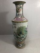 Oriental Ceramics ,large and impressive Chinese Famille Rose Vase, unmarked and unglazed base, the