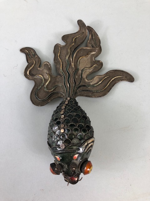 Chinese white metal and enamel articulated fan tail gold fish, approximately 17cm in length, A.F - Image 3 of 8