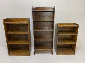 Three small oak bookcases