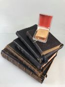 Antique Religious books, early 19th Century full leather bound Apocrypha with hand written