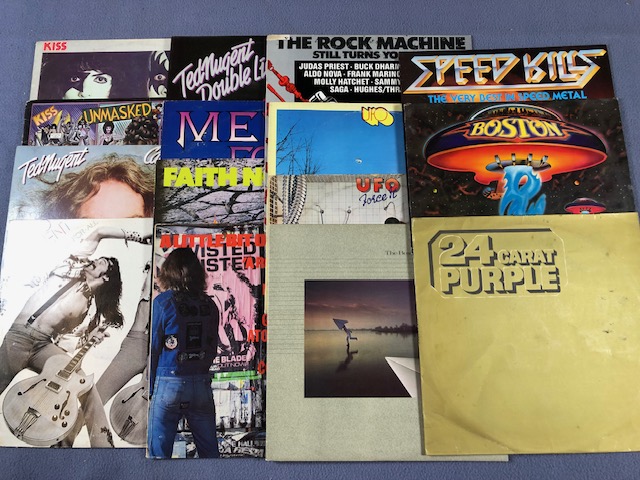 15 Hard Rock/Heavy Metal LPs including: Kiss, Ted Nugent, Faith No More, UFO, Boston, etc.