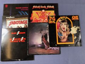 6 Black Sabbath/Ozzy Osbourne LPs including: Paranoid (UK Vertigo swirl), Sabotage, We Sold Our