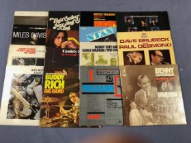 15 Jazz LPs including: Miles Davis (Kind Of Blue), Wes Montgomery, Buddy Rich, Stan Getz, Dudley