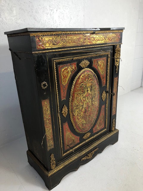Antique Furniture, 19th century French Ebonised Boulle work Cabinet, brass work in need of - Image 2 of 22