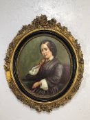 Vintage reproduction print on canvas of a 19th century oil painting, Young Victoria, in a decorative