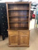 Scratch built narrow bookcase / dresser, with three shelves, two drawers and cupboard under,