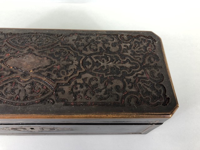 Vintage Boxes, three decorative boxes, being an early 20th century leather collar box, a brass - Image 5 of 13