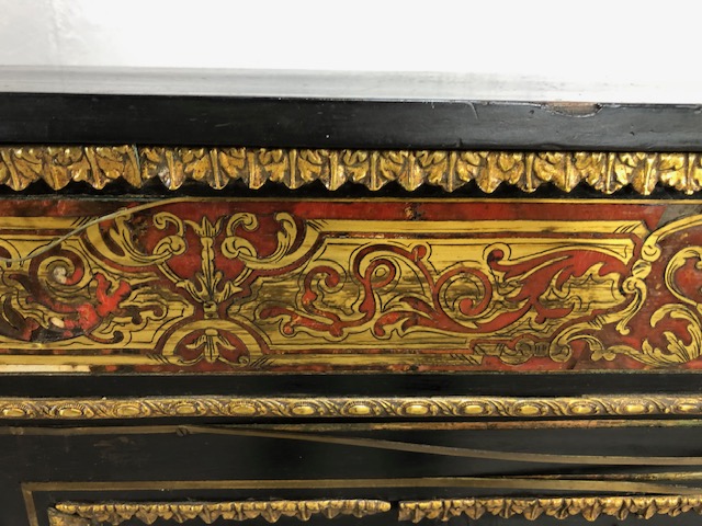Antique Furniture, 19th century French Ebonised Boulle work Cabinet, brass work in need of - Image 5 of 22