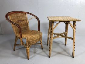 Rattan table and chair