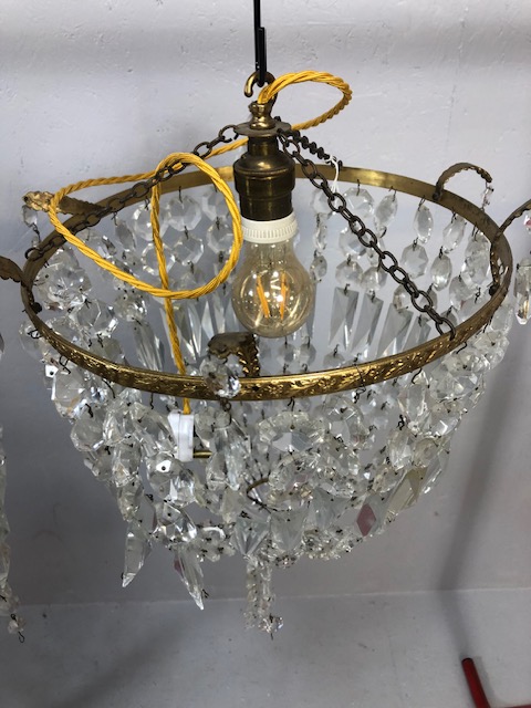 Vintage Lighting, two bag style glass chandeliers, one approximately 31cm across the other 28cm - Image 2 of 5