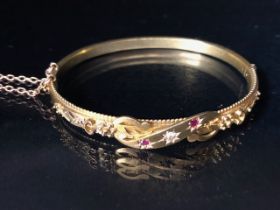Antique Jewellery; A 15ct Gold Victorian Bracelet set with Diamond recessed in a star setting and